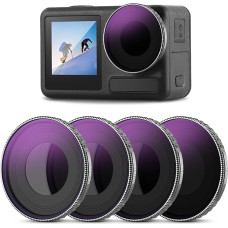 NEEWER ND/CPL filtrų rinkinys, suderinamas su DJI Osmo Action 4/Action 5 Pro (4-Pack), prisukamas ND8/PL+ND16/PL+ND32/PL+ND64/PL poliarizacinis filtras, daugiasluoksnis HD optinis stiklas,