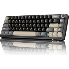 MAMBASNAKE X Attack Shark X66 65% Wireless Mechanical Keyboard with Rotary Knob, 66 Keys Seal Hot Swap RGB Gaming Keyboard 60%, BT/2.4G/USB-C, Linear Switch, PBT Keycaps - Star Black