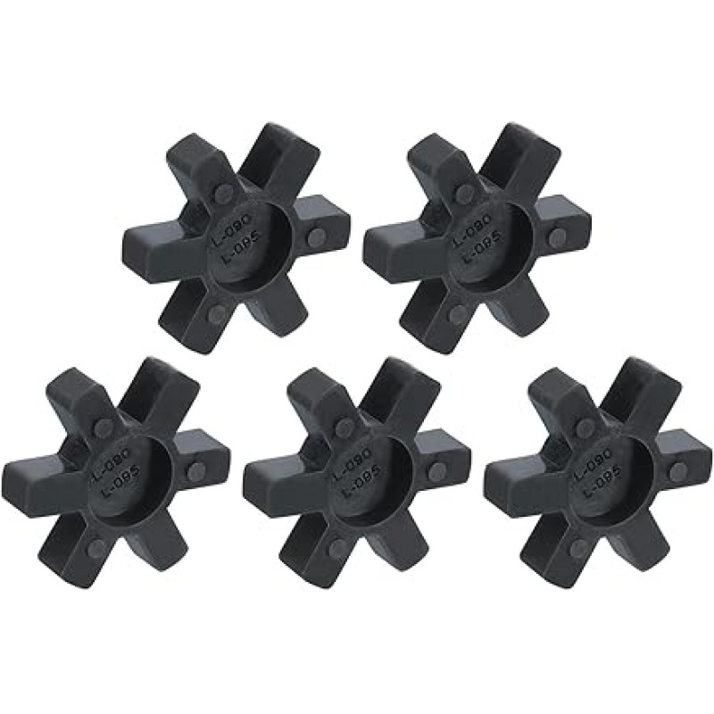 sourcing map 5 Stück L090/L095 Backenkupplungseinsatz, flexible solide NBR-Gummi-Backenkupplung, Mitteleinsätze für L-Backenkupplung, L-Backenkupplungs-Set, schwarz