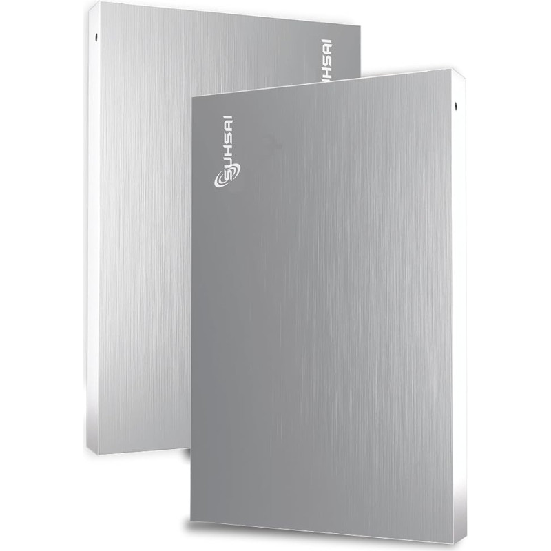 SUHSAI 1TB External Portable Hard Drive 2.5 Inch Storage/Backup Drive with USB 2.0 Storage Expansion Hard Drive Slim Hard Drive Compatible with Mac PC Laptop Desktop (Silver)