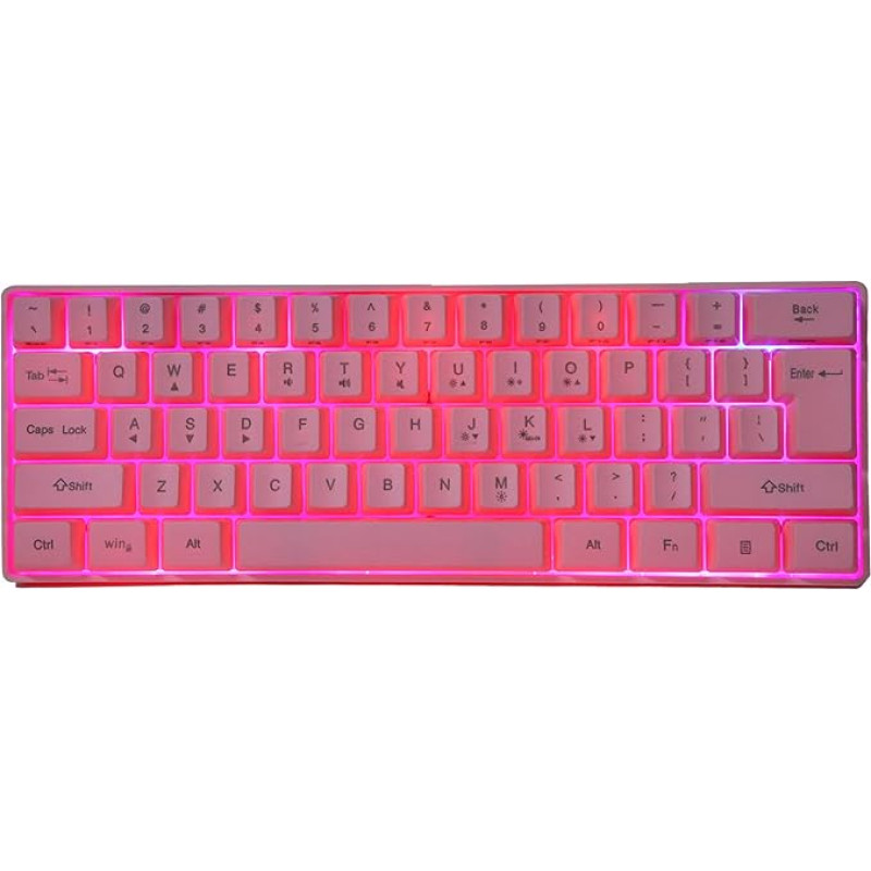ASHATA Pink Gaming Mechanical Keyboard, 61 Keys RGB Backlight Computer USB Gaming Keyboard Illuminated Gamer Keyboard for PC Laptop