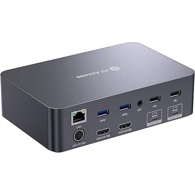 AV Access Docking Station KVM Switch 2 Monitors 2 Laptops, 4K KVM Dual Monitor, 2USB-C MST Ports, 60W PD for Any PC, 1G Ethernet, EDID Emulation, 2K@144Hz, 1080P@240Hz, Ideal for Home Office & Gaming