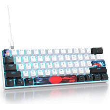 SOLIDEE mechaninis žaidimų akumuliatorius 60 procentų, 61 akumuliatorius su linijiniu rote Schalter, kabelinės mechaninis akumuliatorius su LED apšvietimu, kompaktinis akumuliatorius, skirtas PS5/PS4/Xbox(61 White)