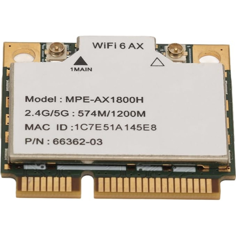 AX1800H WLAN Card, Bluetooth 5.2 PCIE Interface WiFi 6 Card, 2.4GHz 5GHz Dual Band AX1800H WiFi 6 PCIE Adapter for Windows 10 11 for Linux