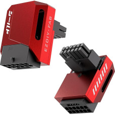 EZDIY-FAB PCIe 5.1 Adapter 600W 12+4pin, 16pin 12VHPWR GPU Plug, 12V-2x6 GPU Adapter, Right 90 Degree Angle Compatible with RTX 3090Ti,4070Ti,4080,4090 GPUs-RVS Type, Red, 1 Pack