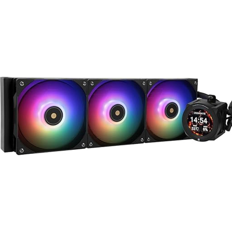 Thermalright Core Vision 360 Black ARGB-360 mm AIO CPU Liquid Cooler, IPS LCD Screen with 480 x 480 Resolution, for AM4/AM5/Intel 1700/1851, 2.1 Inch Magnetic Absorber LCD Screen for Pictures