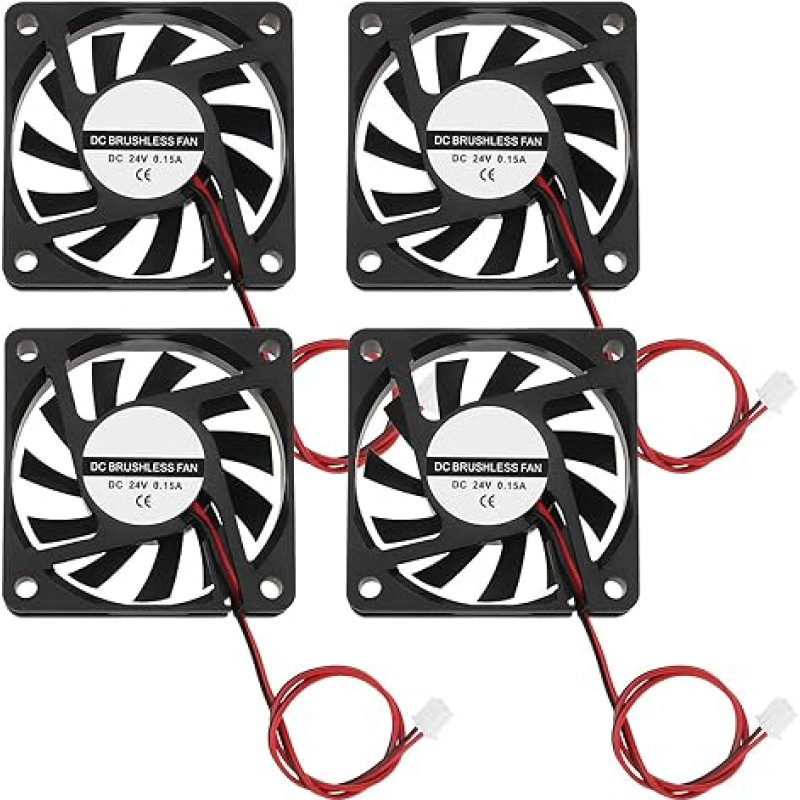 ECSiNG 4pcs DC 24V 6010 Brushless Oil Bearing Fan 60x60x10mm DIY PC Computer Case CPU Cooler Cooling Fan