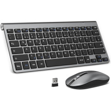 PINKCAT belaidės klaviatūros ir pelės rinkinys Belaidė 2.4G belaidė kompaktiška klaviatūra ir belaidė pelė nešiojamajam kompiuteriui, asmeniniam kompiuteriui ir išmaniajam televizoriui su vokišku QWERTZ išdėstymu (pilka ir juoda)