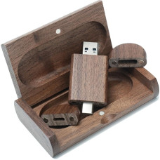 Yaxiny USB Stick 2.0-128GB OTG USB C Memory Stick 128GB 2-in-1 Type C Flash Drive Mini Walnut Box Memory Stick External Pen Drive for MacBook Pro, Android Mobile Phone, Pad, Laptop and Computer