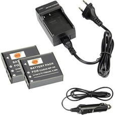 DSTE® (2 Pack) Replacement Battery and DC73E Travel Charger Compatible with NP-40, EX-FC150 EX-FC150BK EX-FC150RD EX-FC160S EX-Z400 Exilim Pro EX-P505 EX-P600 EX-P700 Camera as Kodak LB-060