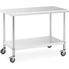 Royal Catering Metalinis maitinimo stalas ant ratukų su lentyna STAL 60 x 120 cm