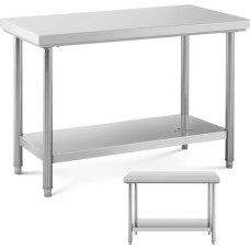 Royal Catering Centrinis plieninis stalviršis su lentyna 120 x 60 cm