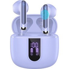 WHYKJTEK Bluetooth Headphones, Bluetooth 5.3 Headphones with 4 Mic ENC Noise Cancellation, Wireless Headphones with 40 Hours Stereo Hi-Fi Immersive, Quick Charge USB-C, IP7 Waterproof, Purple