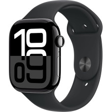 Apple Watch Series 10 (GPS + Cellular 46 mm) Smartwatch with Aluminium Case in Diamond Black and Sports Strap in Black (M/L) (Refurbished)