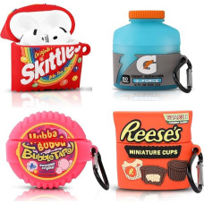 (4 Pack) Silicone Case for AirPods 4 Earphones (2024), XMBYGY Cartoon Charging Shockproof Protective Headphone Cover with Keychain for AirPods 4th Generation (Rees+SKIT+G+Bub)