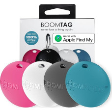 Boompods Boomtag Key Finder Pack of 4 - Smart Tag Wallet Finder, Mini GPS Tracker Bluetooth Compatible with Apple Where? App, Key & Item Finder for Keys, Suitcase, Children and Dogs
