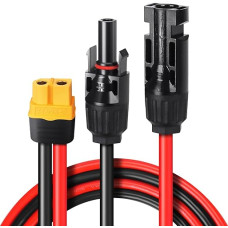 Solar Cable with XT60 Plug, XT60 Extension Cable, Solar Charging Cable XT60 to Solar Panel Male Socket Adapter, for Portable Power Station & Solar Generator Solar Panel 4 mm² 3 m