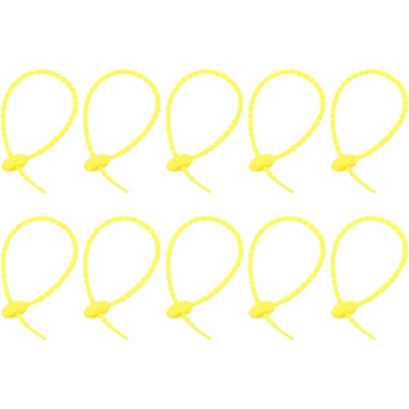 sourcing map Silikon-Kabelbinder, wiederverwendbar, Kabelbinder, Kabelbinder, Kabelwickler, Organizer für Zuhause, Büro, Küche, Lebensmitteltasche, Gelb, 20 Stück