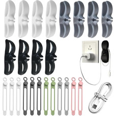 Pack of 12 Cable Organisers for Household Appliances + 12 Reusable Coloured Cable Ties | Stylish Cord Organiser Cable Organisation is now very easy!