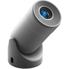 Mini-Projektor, WLAN, Bluetooth, tragbar, 180 ° drehbar, max. 50 cm, Schnellfokus (Grau)