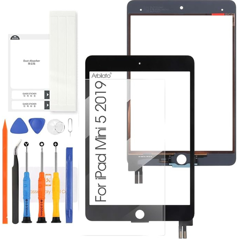 iPad Mini 5 2019 7.9 Inch Touch Screen Digitizer for iPad Mini5 A2126 A2124 A2133 Glass Panel with Repair Kits (Not LCD) (Black)