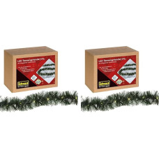 Idena 31345 - LED Tannen-Girlande mit 24 LED in Warmweiß, mit 6 Stunden Timer-Funktion, batteriebetrieben, ca. 2,2 m lang, als Dekoration zur Adventszeit und zu Weihnachten (Packung mit 2)