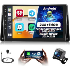 2+64G Android Autoradio für Renault Kangoo 2013-2020 Nissan NV250 2013-2021 mit Wireless Carpaly&Android Auto, 9''IPS Touchscreen Radio mit Bluetooth/GPS/Rückfahrkamera/FM/WiFi/SWC/26UI