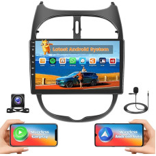 Hikity 2G + 64G Android 13 Car Radio for Peugeot 206/206CC 2001-2016, Citroen C2 with 9 Inch Touch Screen, 2-DIN Stereo with Wireless Carplay, Android Car, Radio FM/RDS, BT, GPS, WiFi + Reversing