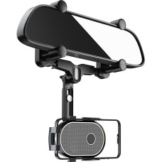 JOCOSA Mobiliojo telefono laikiklis automobiliui, galinio vaizdo veidrodėlis, automobilinis mobiliojo telefono laikiklis, daugiafunkcinis mobiliojo telefono laikiklis, pasukamas 360° kampu ir ištraukiamas į automobilio kamerą, suderinamas su daugeliu išma