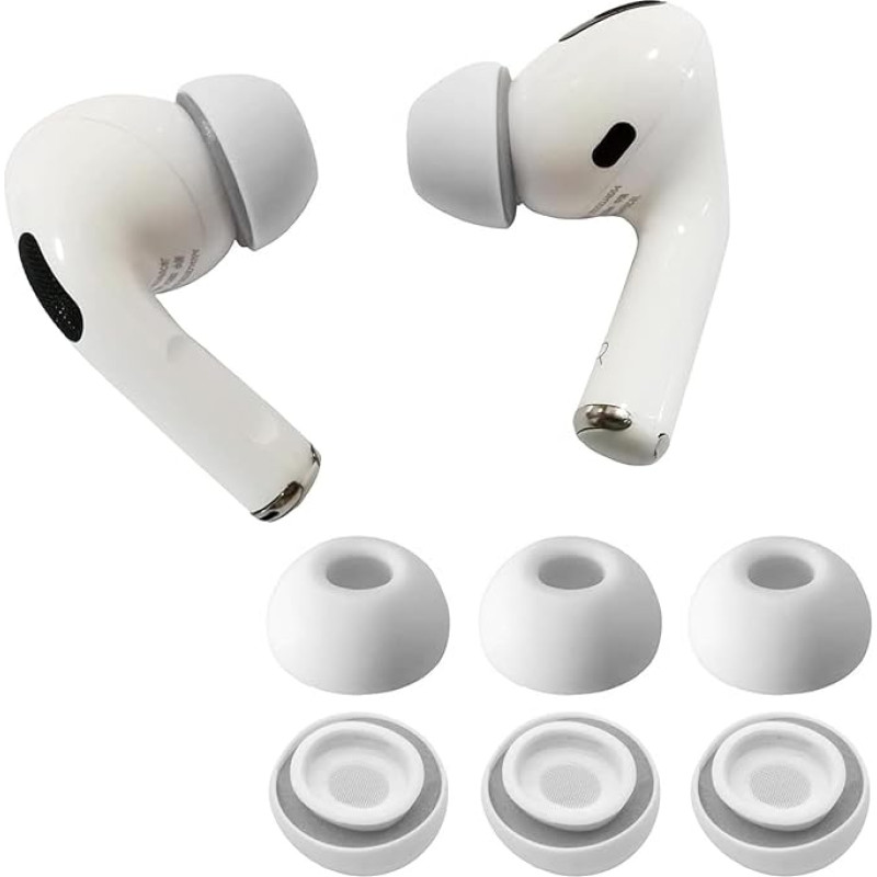 KASOTT Upgraded Memory Foam Earplugs for AirPods Pro 1st and 2nd Generation, Comfortable Foam Earplugs, Better Noise Cancellation, 3 Pairs Replacement Tips (Grey, Medium)