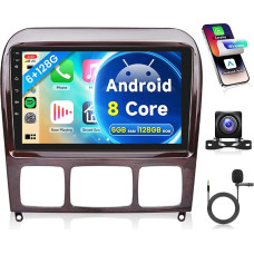 6G+128G 8 branduolių belaidis Carplay Android Autoradio für Mercedes Benz S Class W220 VV220 1998-2005 9 Zoll Autoradio mit Android Auto Navi GPS WiFi Mirror Link Bluetooth FM/RDS/DSP EQ/SWC Rückfahrkamera