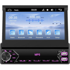 Autoradio 1 Din mit IOS/Android Mirror Link Bluetooth 7 Zoll Manuell Einziehbarer Bildschirm Autoradio