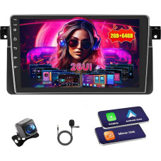 Inefala Autoradio für BMW Serie 3 E46 1999-2005, Android 2G+64G, Wireless Carplay & Android Auto, Radio 2 Din mit GPS/WiFi/Bluetooth/USB/RDS/FM Mikrofon Rückfahrkamera
