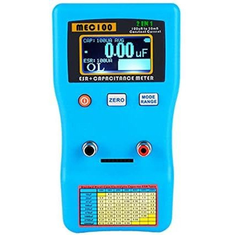 ESR Capacitor Tester, Capacity Tester Analyzer Handheld Constant Current Plastic Capacity Meter with LCD Backlight for Capacitance Inductance Resistance Testing (Battery Not Included)