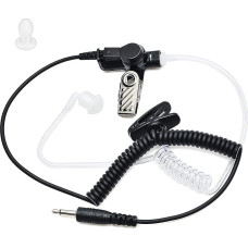 HYSHIKRA 3.5 mm Jack - Earphones Sound Tube - Receive Only - One Ear - Transparent with Retaining Clip - Headphones Headset for Radios Comes with Earplugs (180° Plug 1 Piece)