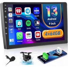 Hikity [4+64GB] Android 13 Car Radio CarPlay Android Car Wireless Screen 9 Inch Car Radio, Bluetooth, Mirror Link, Reversing Camera GPS EQ DSP WiFi FM RDS SWC USB