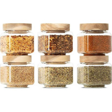 Spice Jars Set Square with Lid (6 Pieces) Made of Borosilicate Glass, Spice Jars, Storage Jars, Airtight, Storage Jars, Glass Container Set for Spices and Food, 220 ml