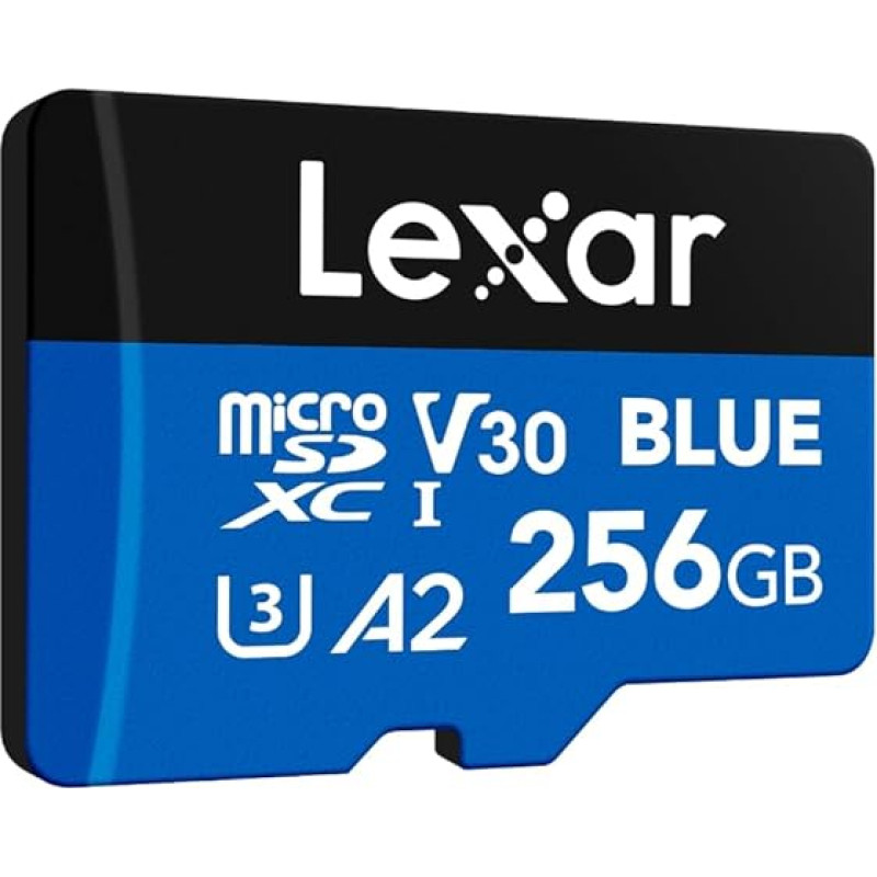 Lexar Blue Micro SD Card 256GB, Up to 160MB/s Read, microSDXC UHS-I Card, Class 10, U3, V30, A2, Full HD & 4K Video, High Speed Memory Card for Smartphones/Tablets/Action Cameras