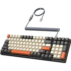 MAMBASANKE K6 Pro 96% 3 Modes Mechanical Gaming Keyboard Hot Swap 4000mAh 2.4GHz/Bluetooth 5.0/Wired Keyboard with Spiral USB Cable Type C 9 RGB Blue Switch Shimmer