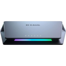 D-Link DMS-106XT 6 prievadų daugiagigabitinis nevaldomas komutatorius (5 x 2,5 Gigabit Ethernet, 1 x 10 Gigabit Ethernet, RGB apšvietimas Turbo režimu, aliuminio korpusas, be ventiliatoriaus, IGMP Snooping, Port Base QoS)