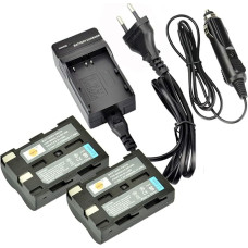 DSTE® (2 Pack) Replacement Battery and DC11E Travel Charger - 7.4 V/2300 mAh - Compatible with Pentax, Konica Minolta, Samsung and Sigma - Black