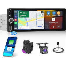 Hikity 1Din Car Radio Wireless Carplay with Screen 6.86 Inch Touchscreen Buttons Car Radio Con Android Car Bluetooth Hands-Free Kit FM RDS Mirror Link EQ Steering Wheel Control Reversing Camera