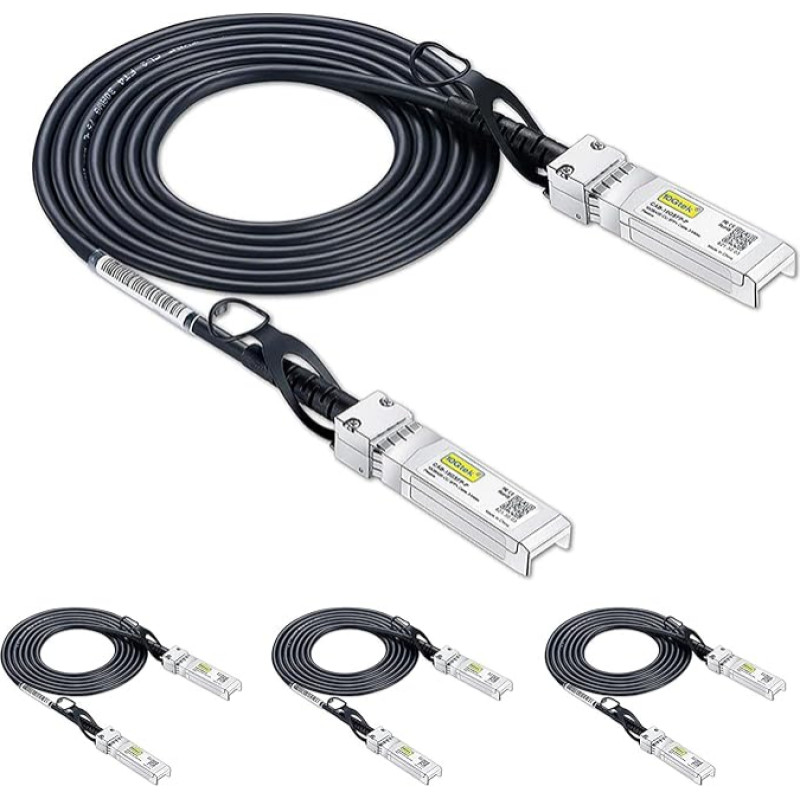 10Gtek SFP+ DAC Twinax Cable 2 m (6.5 ft), 10G SFP+ to SFP+ Direct Attach Copper Passive Cable for Cisco SFP-H10GB-CU2M, Ubiquiti UniFi, TP-Link, Netgear, D-Link, Zyxel, Mikrotik and More (Pack of 4)