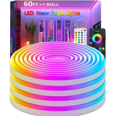 httpsmp 18 m RGB Neon LED Strip Lights, Music Sync, 24 V Flexible Strips with App/Remote Control, Applicable to Bedroom, Room & Outdoor Decoration