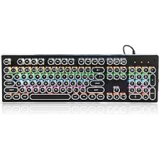 HJK920 Universal Mechanical Computer Keyboard, Gaming Wired Classic Retro Punk Mechanical Keyboard, Ergonomic Keyboard with Mixed Backlight, 104 Round Keys (Black)
