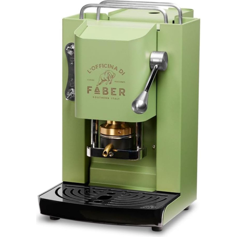 FABER COFFEE MACHINES | Model Pro Deluxe | Coffee Pod Machine for 44mm ESE Pads | Chrome Finish | Brass Pad Press (Acid Green), Anise Green