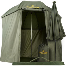 Fishing Umbrella 2.50 m Water-Repellent + UV Protected, Mosquito Protection, 45° Angle, Tent Function with Removable Side Walls, Ideal for Camping, Outdoor and Fishing Adventures
