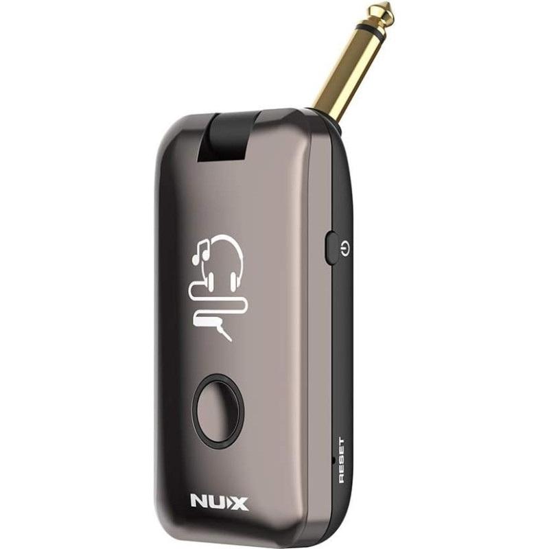 Nux Mighty Plug Silent Play Device for Guitarists and Bassists (with Various Effects, Modelling Amplifiers and Impulse Response (IR) Speaker Models, Bluethooth, Micro B USB - Black