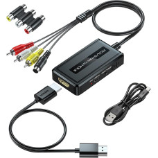 PARUIEN 2 in 1 RCA/S-Video į HDMI keitiklis su 720P/1080P išvesties jungikliu, Svideo į HDMI keitiklis, suderinamas su VHS/DVD/STB/N64/PS2/Wii