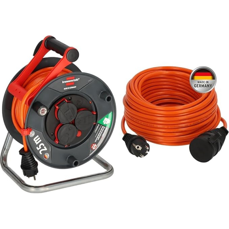 Brennenstuhl Garant V2 IP44 kabelio ritė 25 m lauke ir BREMAXX® prailginimo kabelis V2 lauke 25 m